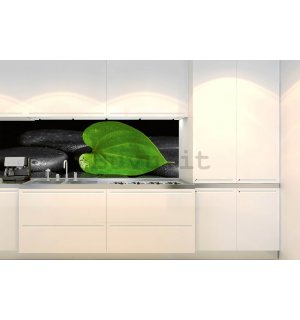Carta da parati lavabile autoadesiva per cucina - Foglia verde (1), 180x60 cm