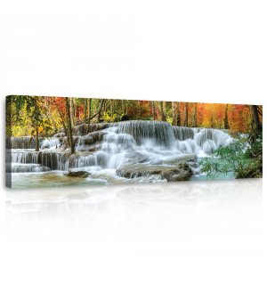 Quadro su tela: Cascata della foresta - 145x45 cm