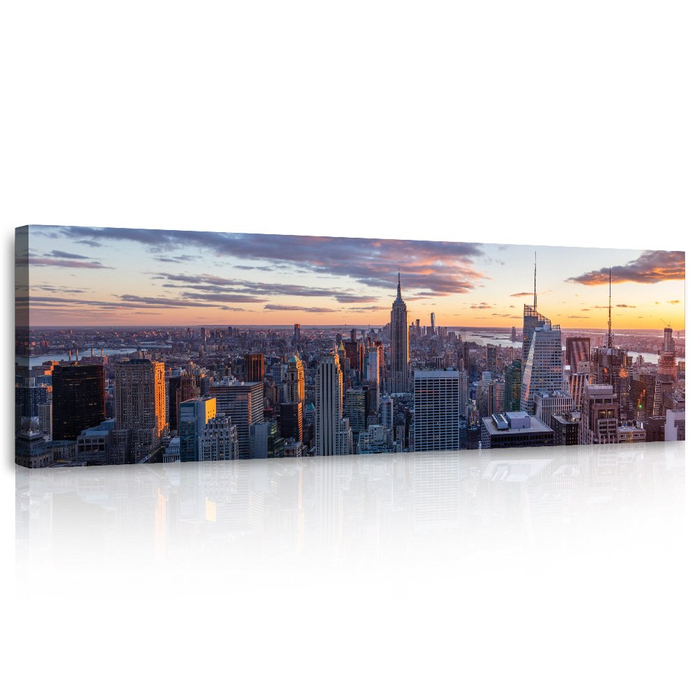 Quadro su tela: Vista di Manhattan di sera - 145x45 cm