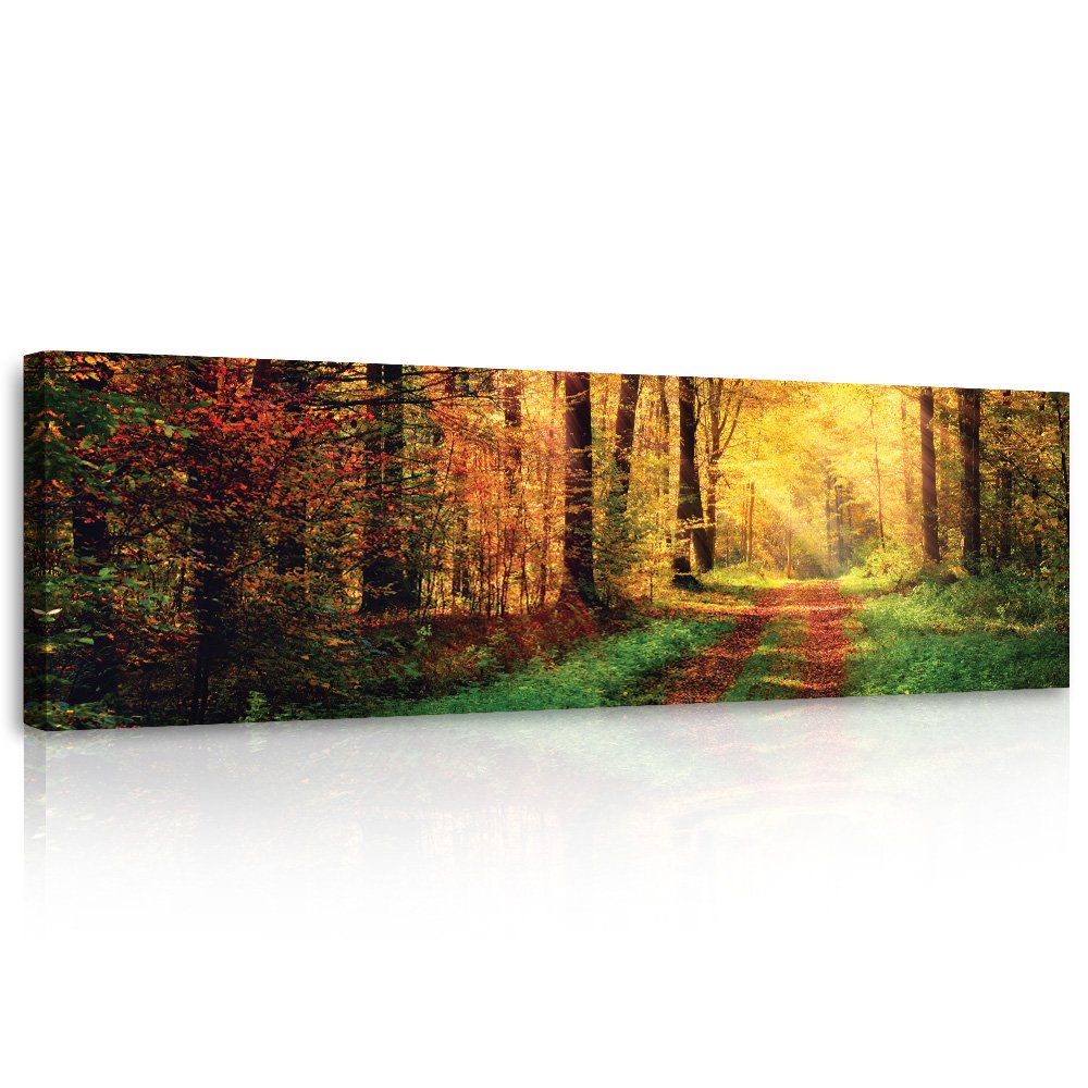 Quadro su tela: Strada d'autunno - 145x45 cm