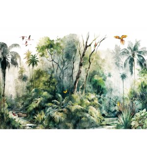 Fotomurale in TNT: Nella foresta pluviale (dipinti) - 254x184 cm