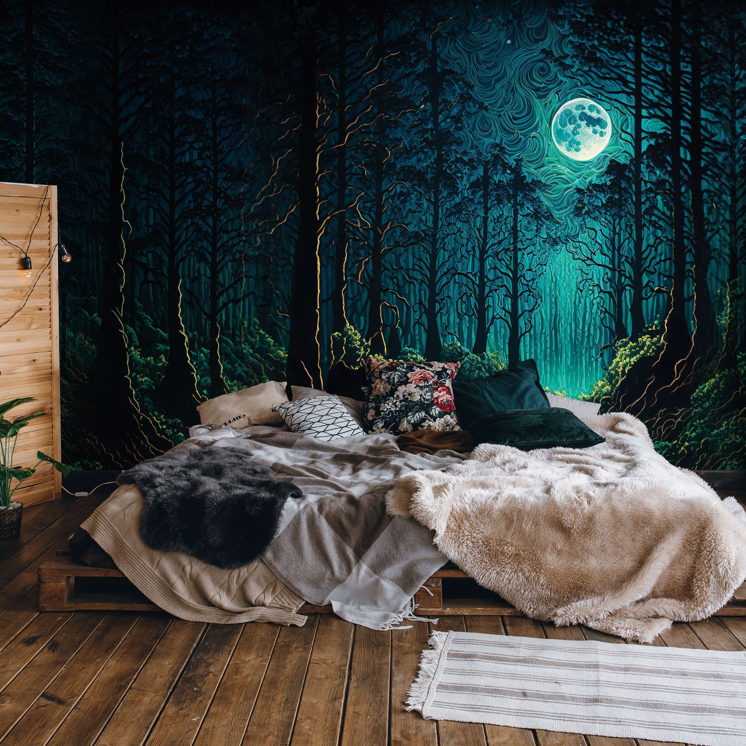 Fotomurale in TNT: Foresta incantata al chiaro di luna - 254x184 cm