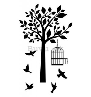 Adesivo - Uccelli e alberi (ombre)